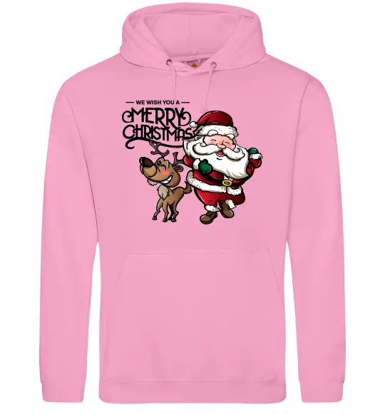 Жіноча толстовка (худі) Санта з оленем Рожевий фото