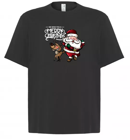 Футболка Оверсайз Санта з оленем Чорний фото