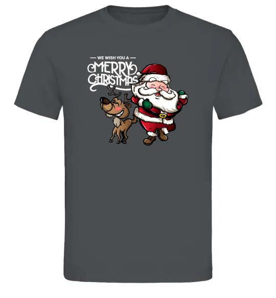 Мужская футболка Санта з оленем Графит фото
