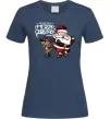Жіноча футболка Санта з оленем Темно-синій Жіноча футболка Санта з оленем Темно-синій фото