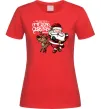 Жіноча футболка Санта з оленем Червоний Жіноча футболка Санта з оленем Червоний фото