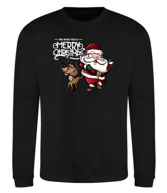 Свитшот Санта з оленем Черный фото