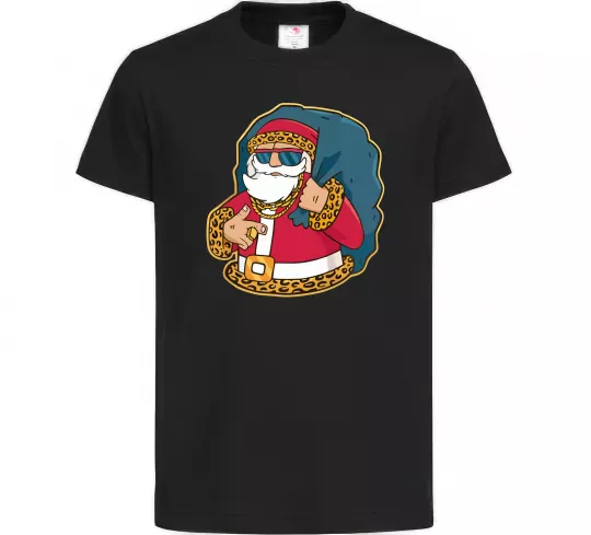 Детская футболка Санта леопард Черный фото