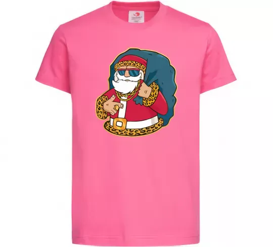 Детская футболка Санта леопард Ярко-розовый фото