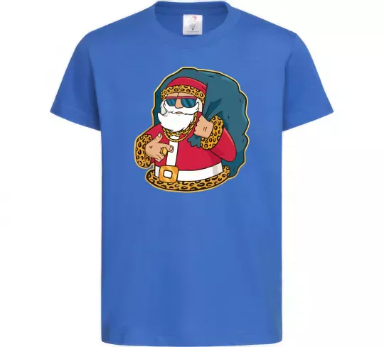 Детская футболка Санта леопард Ярко-синий фото