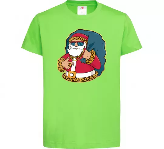 Детская футболка Санта леопард Лаймовый фото