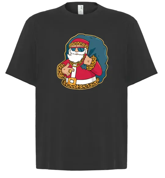 Футболка Оверсайз Санта леопард Черный фото