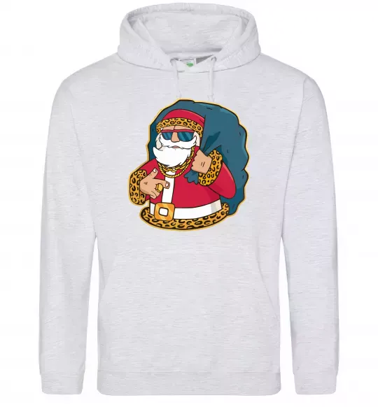 Чоловіча толстовка (худі) Санта леопард Сірий меланж фото