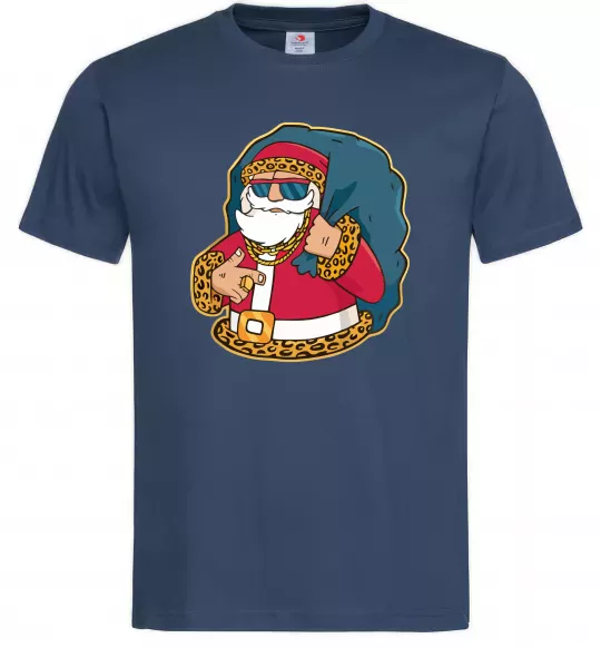 Мужская футболка Санта леопард Темно-синий фото