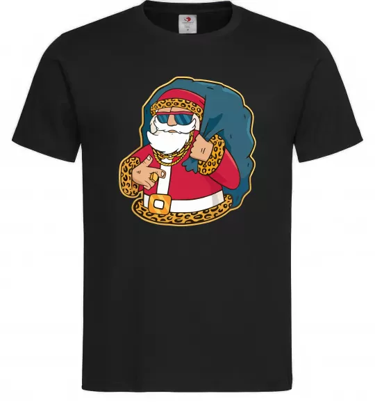 Мужская футболка Санта леопард Черный фото