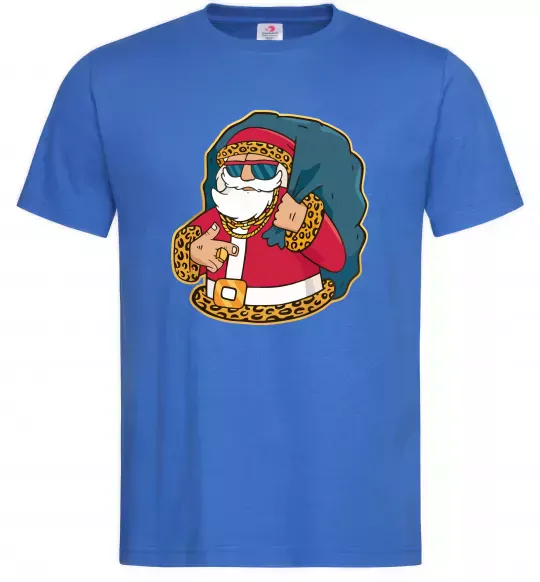 Мужская футболка Санта леопард Ярко-синий фото
