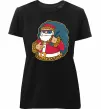 Жіноча преміум футболка Санта леопард Чорний фото