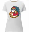 Жіноча преміум футболка Санта леопард Білий фото