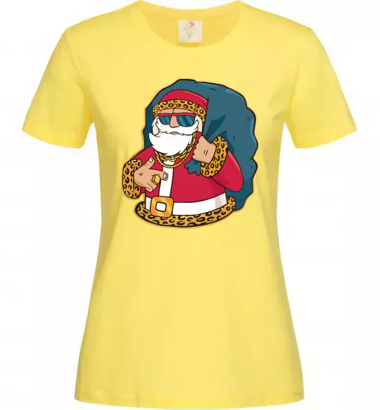 Женская футболка Санта леопард Лимонный фото