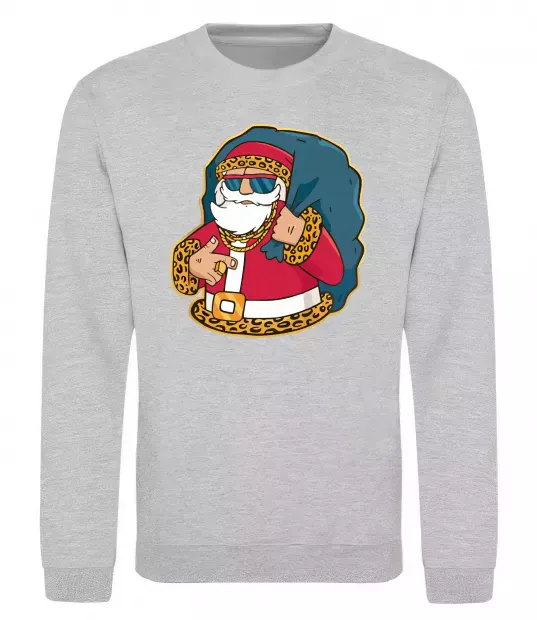 Свитшот Санта леопард Серый меланж фото