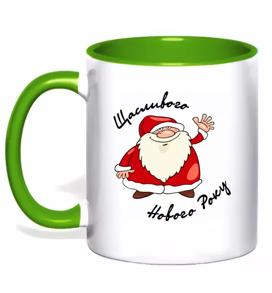 Чашка с цветной ручкой Щасливого Нового року Зеленый фото