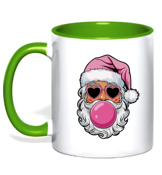 Чашка з кольоровою ручкою Glam Santa Лаймовий фото