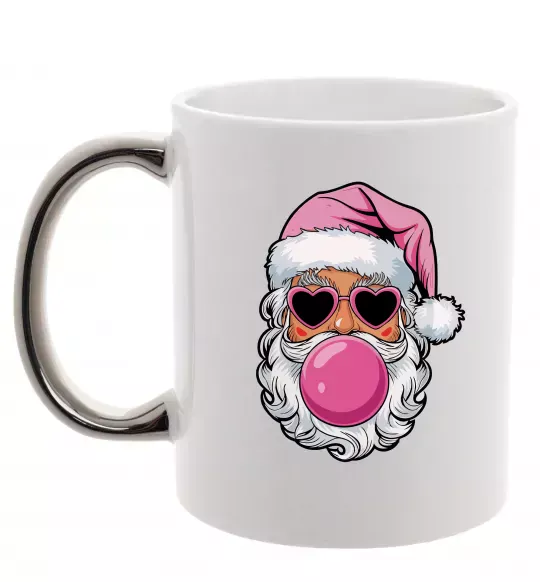 Чашка з кольоровою ручкою Glam Santa Срібло фото