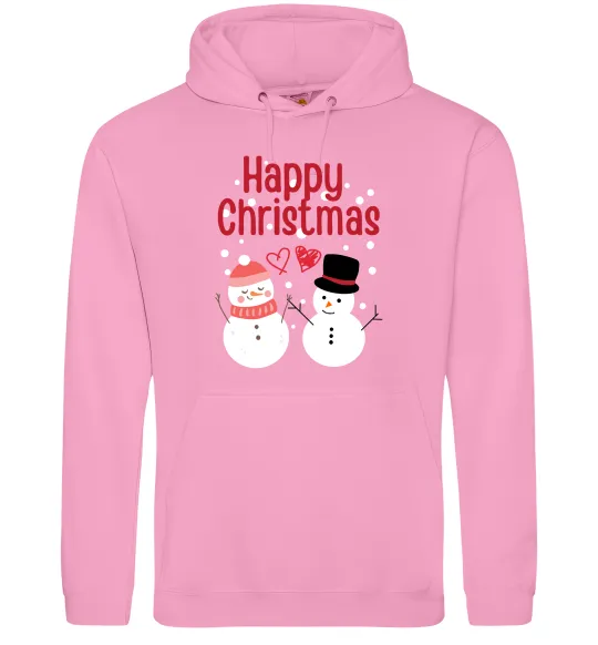 Чоловіча толстовка (худі) Happy Christmas сніговики Рожевий фото
