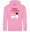 Жіноча толстовка (худі) Happy Christmas сніговики Рожевий фото
