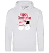 Женская толстовка (худи) Happy Christmas сніговики Серый меланж Женская толстовка (худи) Happy Christmas сніговики Серый меланж фото