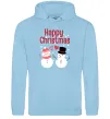 Жіноча толстовка (худі) Happy Christmas сніговики Блакитний фото