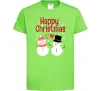 Дитяча футболка Happy Christmas сніговики Лаймовий Дитяча футболка Happy Christmas сніговики Лаймовий фото