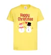 Дитяча футболка Happy Christmas сніговики Лимонний фото
