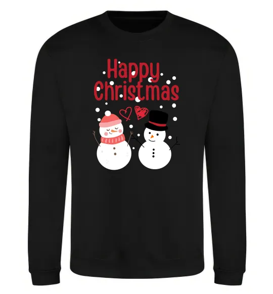 Свитшот Happy Christmas сніговики Черный фото