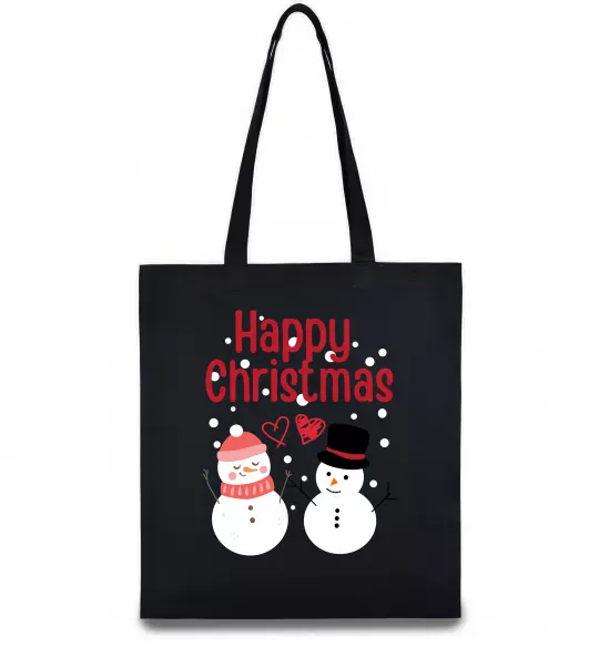 Эко-сумка Happy Christmas сніговики Черный фото