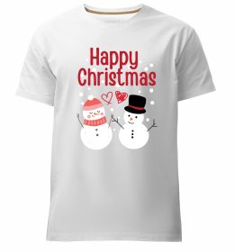 Чоловіча преміум футболка Happy Christmas сніговики
