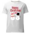 Чоловіча преміум футболка Happy Christmas сніговики Білий фото