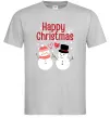 Мужская футболка Happy Christmas сніговики Серый фото