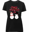Жіноча преміум футболка Happy Christmas сніговики Чорний фото