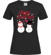 Женская футболка Happy Christmas сніговики Черный фото