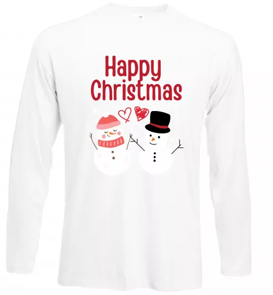 Лонгслив Happy Christmas сніговики Белый фото