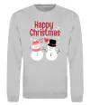 Свитшот Happy Christmas сніговики Серый меланж фото