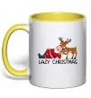 Чашка з кольоровою ручкою Lazy Christmas Сонячно жовтий фото