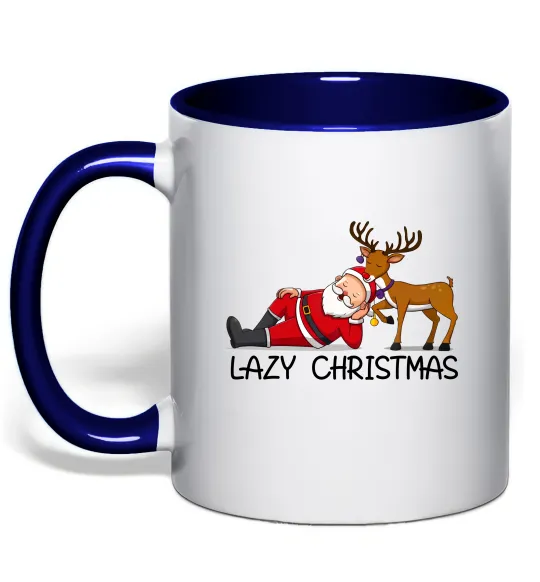 Чашка з кольоровою ручкою Lazy Christmas Глибокий темно-синій фото