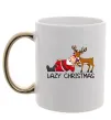 Чашка з кольоровою ручкою Lazy Christmas Золото фото