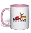 Чашка з кольоровою ручкою Lazy Christmas Ніжно рожевий фото