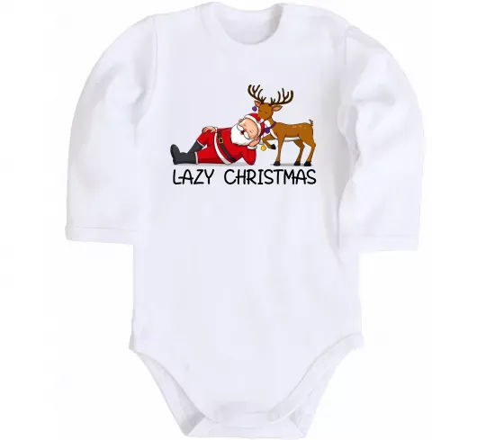 Детский боди Lazy Christmas Белый фото
