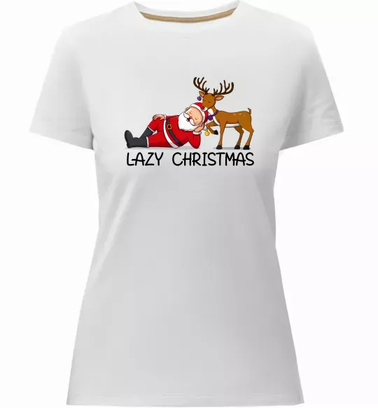 Женская премиум футболка Lazy Christmas Белый фото
