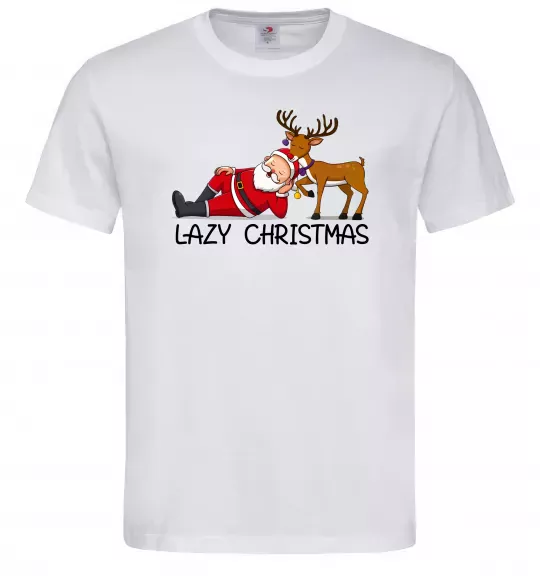 Мужская футболка Lazy Christmas Белый фото