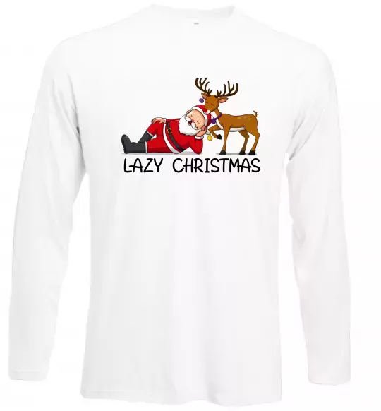 Лонгслів Lazy Christmas Білий фото