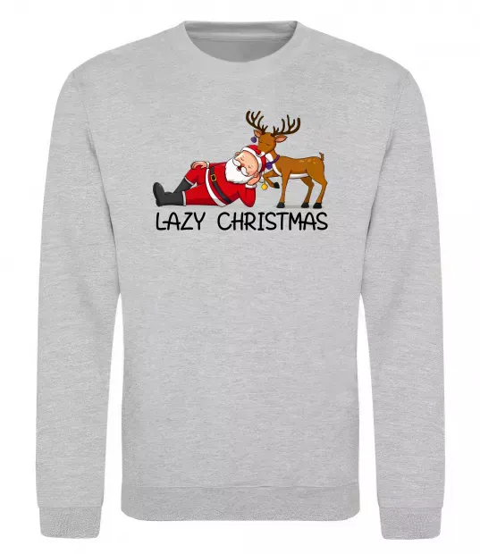 Світшот Lazy Christmas Сірий меланж фото