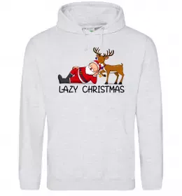 Мужская толстовка (худи) Lazy Christmas Серый меланж фото