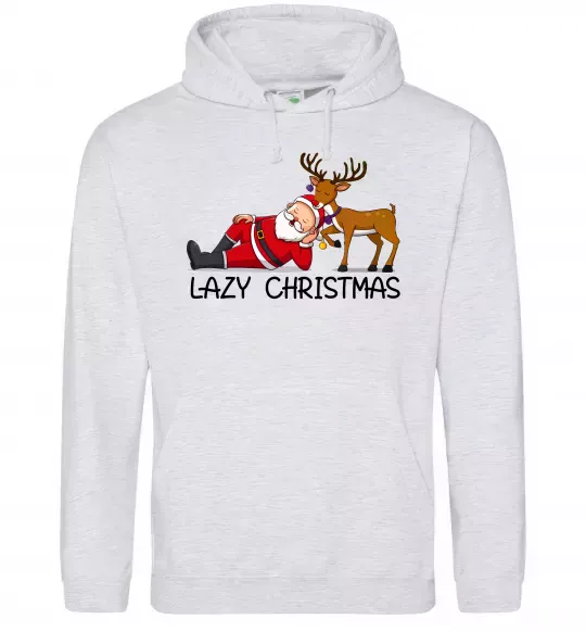 Женская толстовка (худи) Lazy Christmas Серый меланж фото