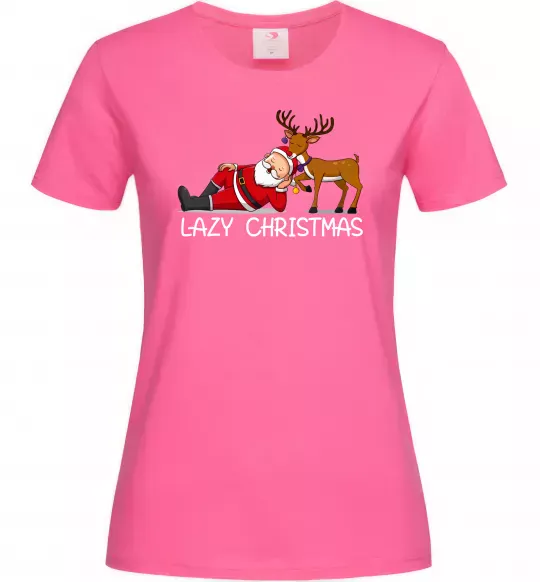 Женская футболка Lazy Christmas Ярко-розовый фото