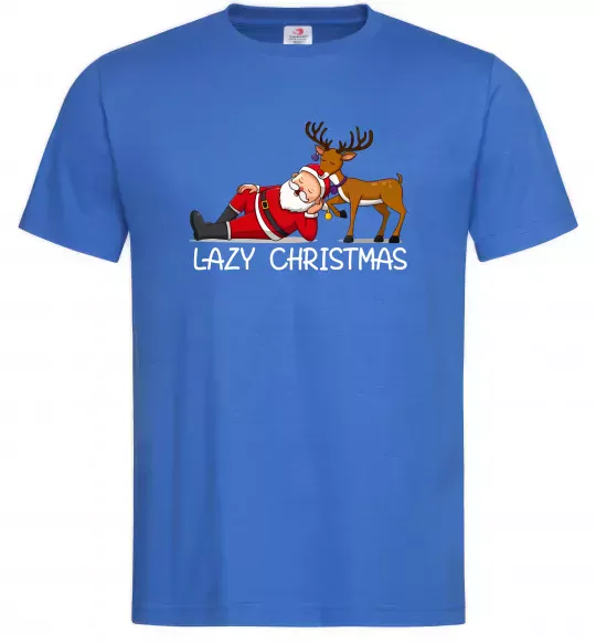 Мужская футболка Lazy Christmas Ярко-синий фото